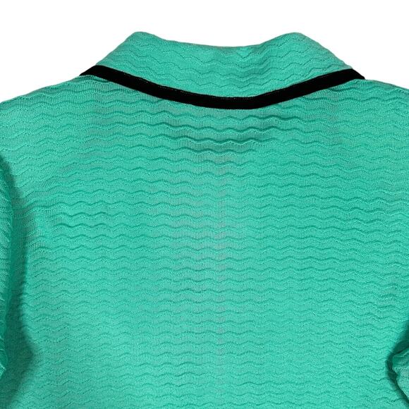 Ming Wang Size M Full Zip Contrast Trim Cardigan Acrylic Jacket Mint Green Black - Picture 5 of 12